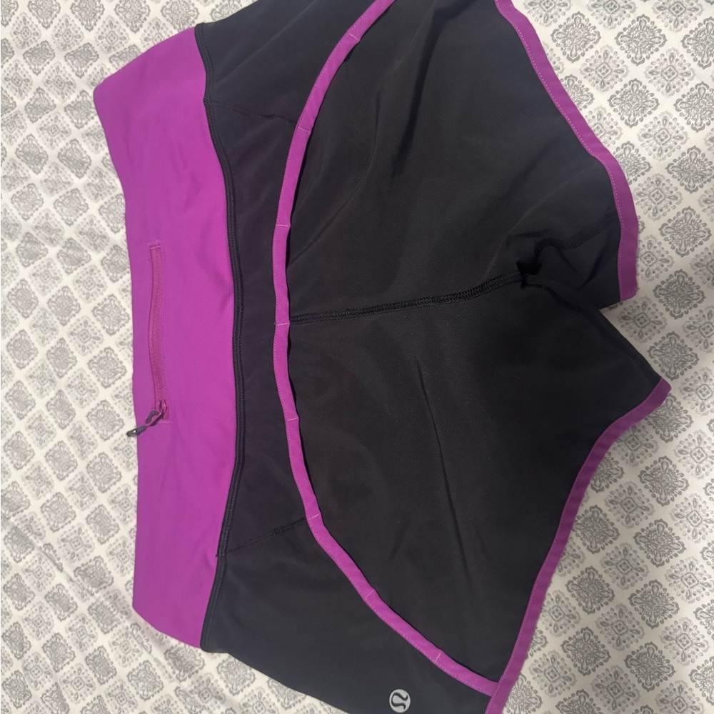 Lululemon Women's Black and Purple Athletic Shorts
